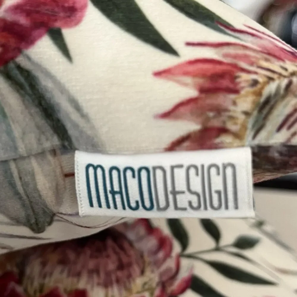 Macodesign 2 Square Pillow Covers Botanical Floral Velvet 14” x 14” Poland Decor